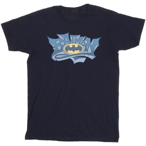 Abbigliamento Bambino T-shirt maniche corte Dc Comics Batman Graffiti Logo Blu