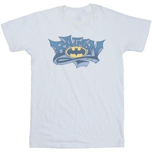 Abbigliamento Bambino T-shirt maniche corte Dc Comics Batman Graffiti Logo Bianco
