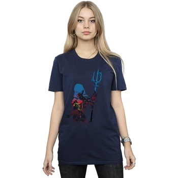 Abbigliamento Donna T-shirts a maniche lunghe Dc Comics Aquaman Battle Silhouette Blu