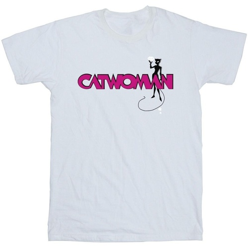 Abbigliamento Bambina T-shirts a maniche lunghe Dc Comics Batman Catwoman Logo Bianco
