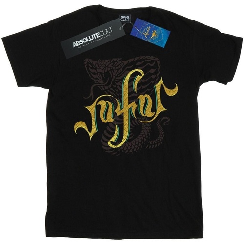 Abbigliamento Uomo T-shirts a maniche lunghe Disney Aladdin Movie Jafar Snake Logo Nero