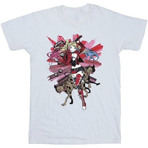 Abbigliamento Bambina T-shirts a maniche lunghe Dc Comics Harley Quinn Hyenas Bianco
