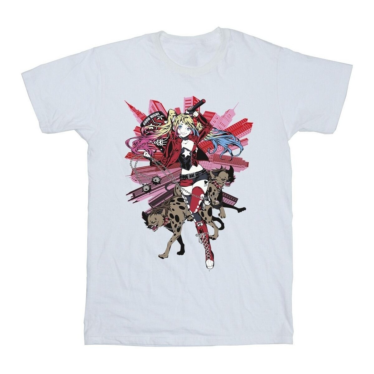 Abbigliamento Bambina T-shirts a maniche lunghe Dc Comics Harley Quinn Hyenas Bianco