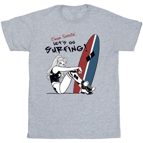 Abbigliamento Bambina T-shirts a maniche lunghe Dc Comics Harley Quinn Let's Go Surfing Grigio