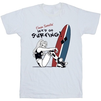 Abbigliamento Bambina T-shirts a maniche lunghe Dc Comics Harley Quinn Let's Go Surfing Bianco