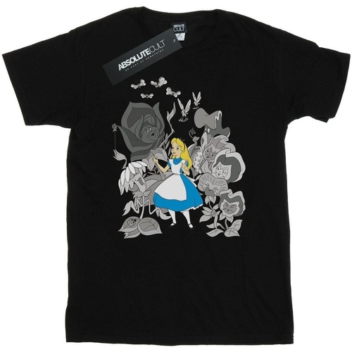 Abbigliamento Uomo T-shirts a maniche lunghe Disney Alice In Wonderland Flowers Nero