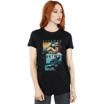 Abbigliamento Donna T-shirts a maniche lunghe Dc Comics Aquaman Character Tiles Nero