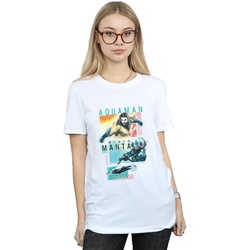 Abbigliamento Donna T-shirts a maniche lunghe Dc Comics Aquaman Character Tiles Bianco