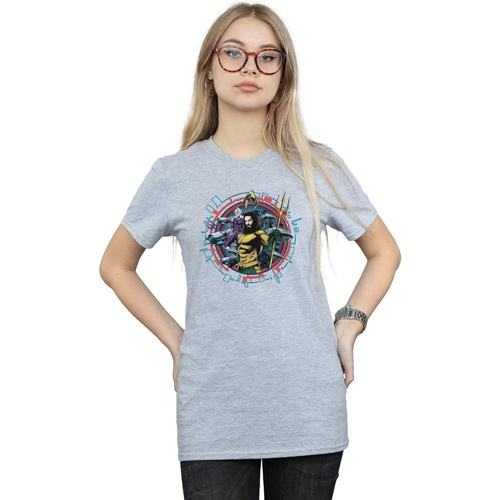 Abbigliamento Donna T-shirts a maniche lunghe Dc Comics Aquaman Circular Crest Grigio