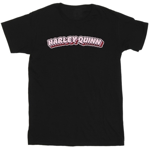 Abbigliamento Bambina T-shirts a maniche lunghe Dc Comics Batman Harley Quinn Logo Nero