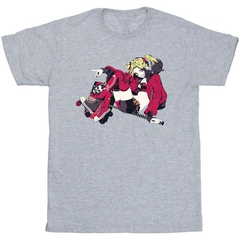 Abbigliamento Bambina T-shirts a maniche lunghe Dc Comics Harley Quinn Rollerskates Grigio