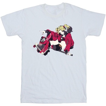 Abbigliamento Bambina T-shirts a maniche lunghe Dc Comics Harley Quinn Rollerskates Bianco