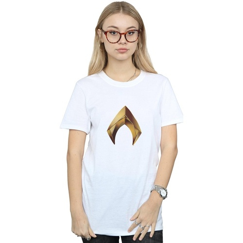 Abbigliamento Donna T-shirts a maniche lunghe Dc Comics Aquaman Emblem Bianco