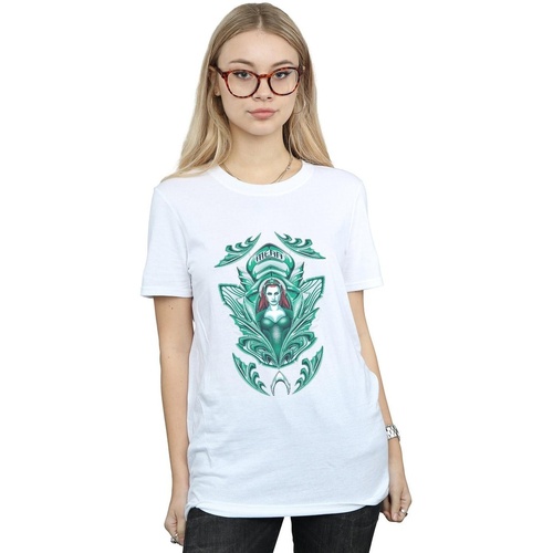 Abbigliamento Donna T-shirts a maniche lunghe Dc Comics Aquaman Mera Crest Bianco