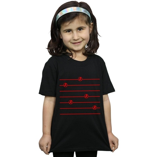 Abbigliamento Bambina T-shirts a maniche lunghe Marvel Avengers Endgame Logo Stripes Nero