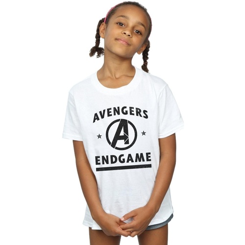 Abbigliamento Bambina T-shirts a maniche lunghe Marvel Avengers Endgame Varsity Bianco