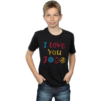 Abbigliamento Bambino T-shirt maniche corte Marvel Avengers Endgame I Love You 3000 Crayons Nero