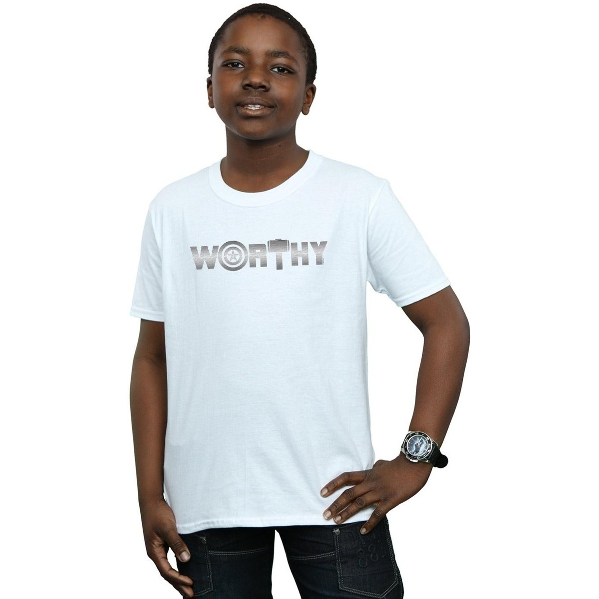 Abbigliamento Bambino T-shirt maniche corte Marvel Avengers Endgame Worthy Bianco