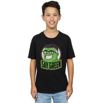 Abbigliamento Bambino T-shirt maniche corte Marvel Avengers Endgame Hulk Say Green Nero
