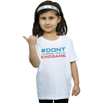 Abbigliamento Bambina T-shirts a maniche lunghe Marvel Avengers Endgame Don't Spoil The Endgame Bianco