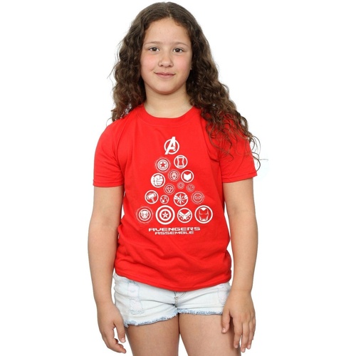 Abbigliamento Bambina T-shirts a maniche lunghe Marvel Avengers Endgame Pyramid Icons Rosso
