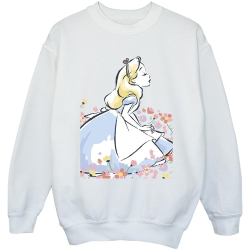 Abbigliamento Bambina Felpe Disney Alice In Wonderland Sketch Flowers Bianco