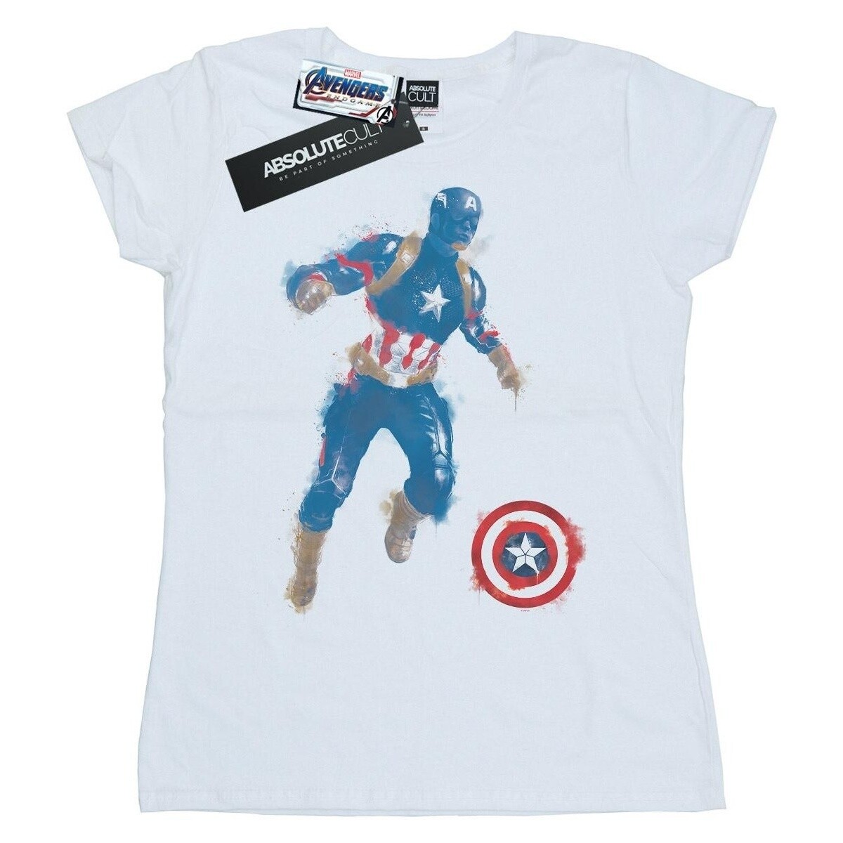 Abbigliamento Donna T-shirts a maniche lunghe Marvel Avengers Endgame Painted Captain America Bianco