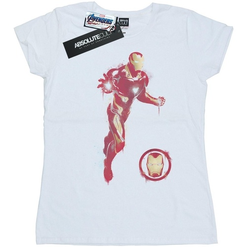 Abbigliamento Donna T-shirts a maniche lunghe Marvel Avengers Endgame Painted Iron Man Bianco