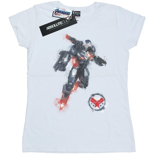 Abbigliamento Donna T-shirts a maniche lunghe Marvel Avengers Endgame Painted War Machine Bianco