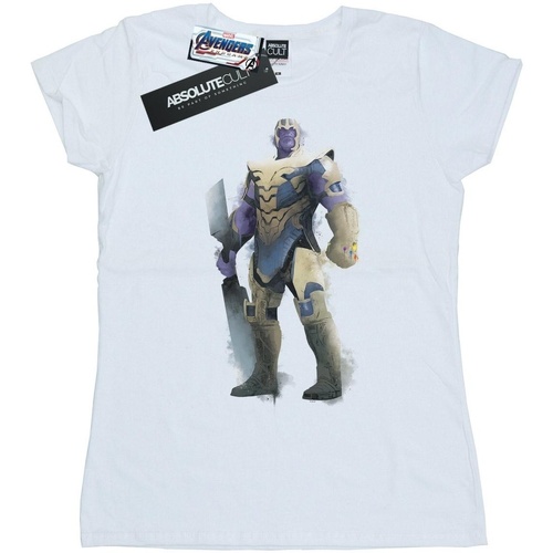 Abbigliamento Donna T-shirts a maniche lunghe Marvel Avengers Endgame Painted Thanos Bianco