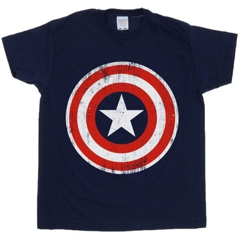Abbigliamento Uomo T-shirts a maniche lunghe Marvel Captain America Cracked Shield Blu