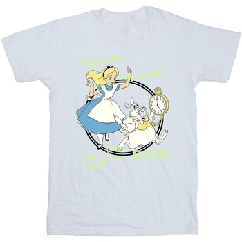 Abbigliamento Bambina T-shirts a maniche lunghe Disney Alice In Wonderland I'm Late Bianco