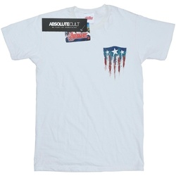 Abbigliamento Uomo T-shirts a maniche lunghe Marvel Captain America Splatter Shield Faux Pocket Bianco
