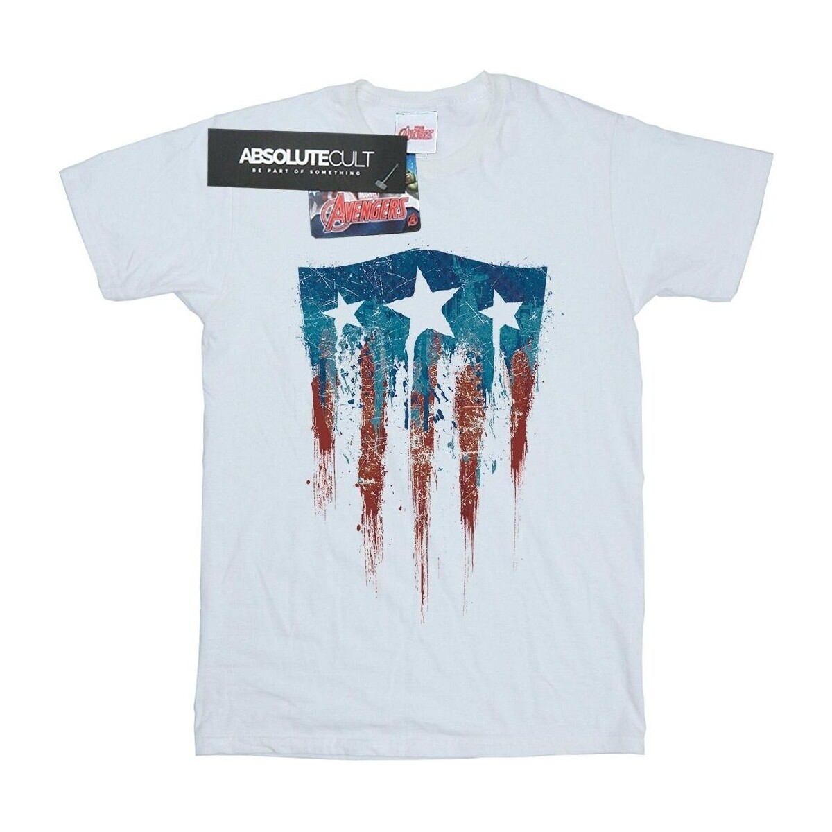 Abbigliamento Uomo T-shirts a maniche lunghe Marvel Captain America Flag Shield Bianco
