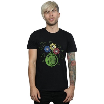 Abbigliamento Uomo T-shirts a maniche lunghe Marvel Hulk Flower Fist Nero