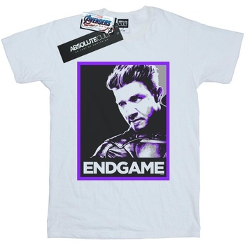 Abbigliamento Donna T-shirts a maniche lunghe Marvel Avengers Endgame Hawkeye Poster Bianco