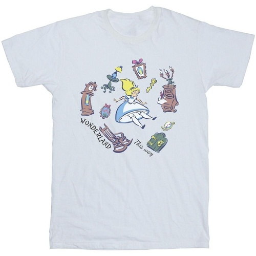 Abbigliamento Bambina T-shirts a maniche lunghe Disney Alice In Wonderland Falling Bianco
