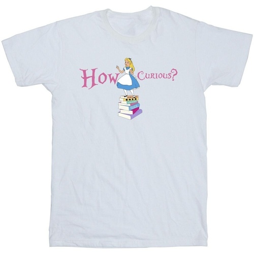 Abbigliamento Bambina T-shirts a maniche lunghe Disney Alice In Wonderland How Curious Bianco