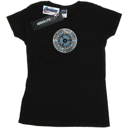 Abbigliamento Donna T-shirts a maniche lunghe Marvel Avengers Endgame Tony Stark Heart Nero