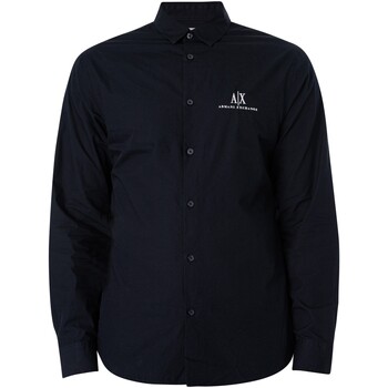 Abbigliamento Uomo Camicie maniche lunghe EAX Camicia con logo sul petto Blu