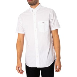 Abbigliamento Uomo Camicie maniche lunghe Gant Camicia a maniche corte in popeline regolare Bianco