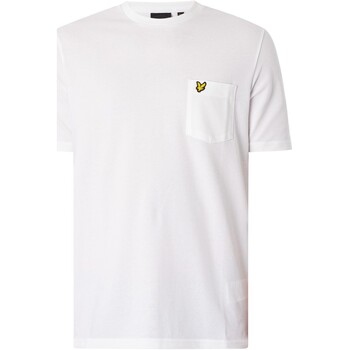 Image of T-shirt Lyle & Scott T-shirt comoda con tasche in piqué tinta unita