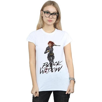 Abbigliamento Donna T-shirts a maniche lunghe Marvel Black Widow Movie Natasha Running Bianco