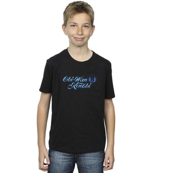 Abbigliamento Bambino T-shirt maniche corte Disney Obi-Wan Kenobi Ribbon Font Nero