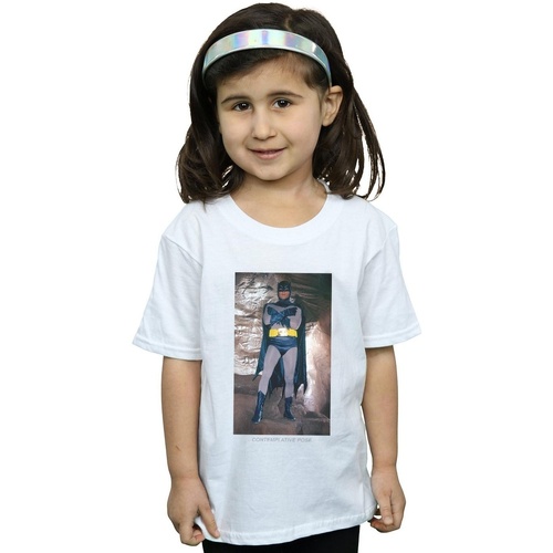 Abbigliamento Bambina T-shirts a maniche lunghe Dc Comics Batman TV Series Contemplative Pose Bianco