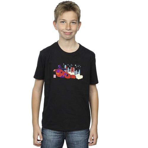 Abbigliamento Bambino T-shirt maniche corte Disney Big Hero 6 Baymax Hiro Bridge Nero