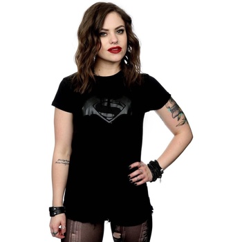 Abbigliamento Donna T-shirts a maniche lunghe Dc Comics Batman v Superman Logo Print Nero