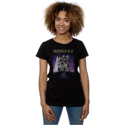 Abbigliamento Donna T-shirts a maniche lunghe Beetlejuice Distressed Poster Nero