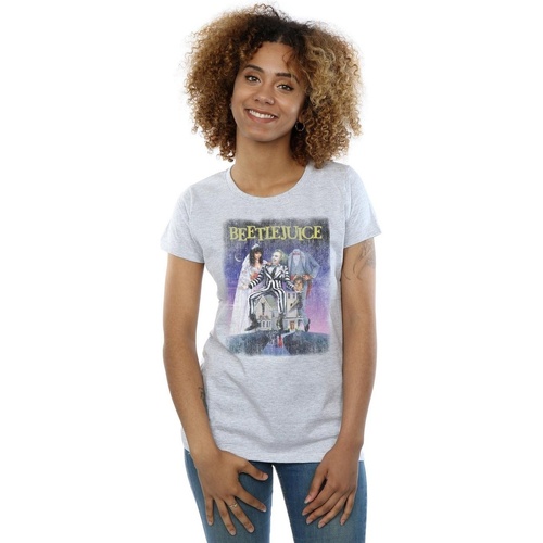 Abbigliamento Donna T-shirts a maniche lunghe Beetlejuice Distressed Poster Grigio