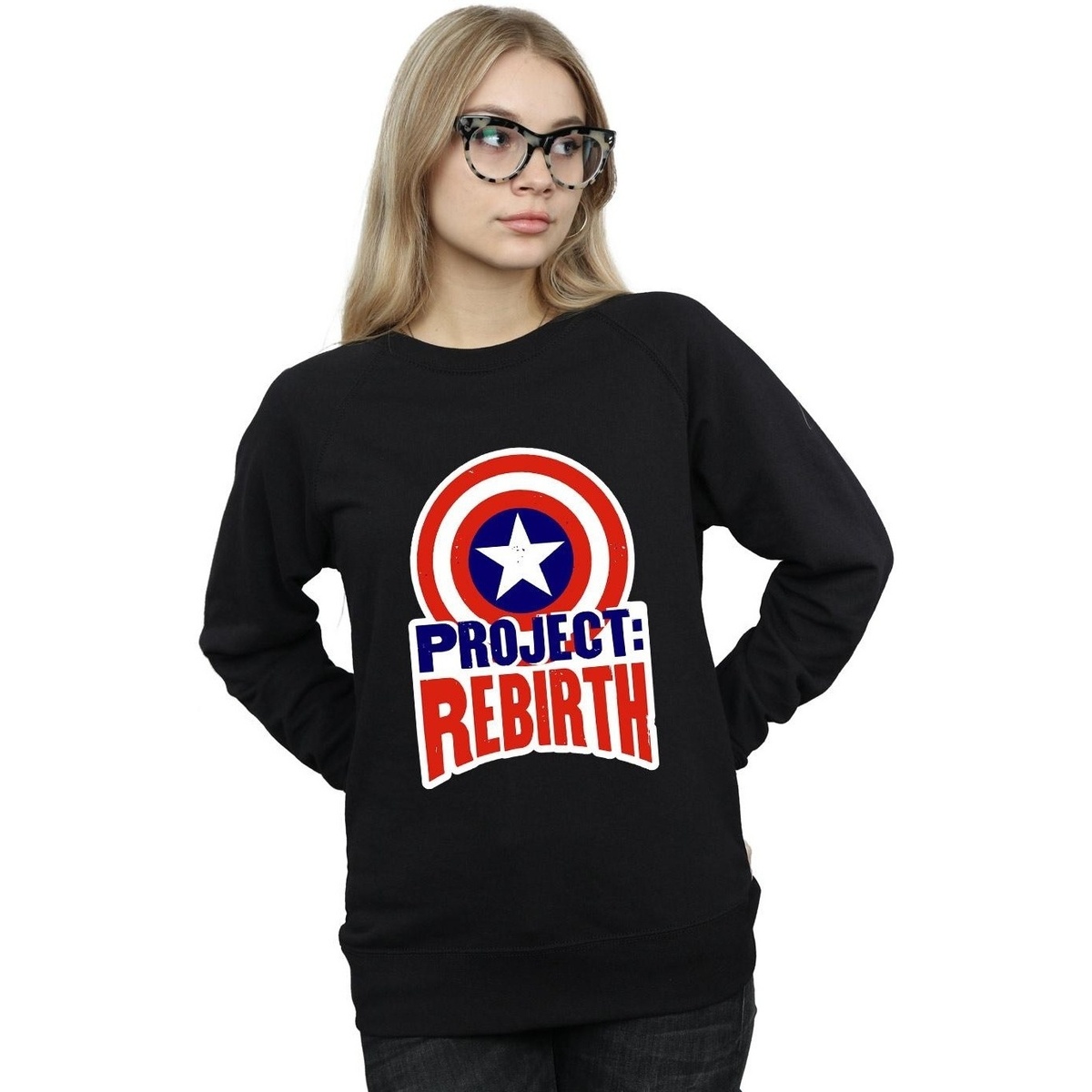 Abbigliamento Donna Felpe Marvel Captain America Project Rebirth Nero